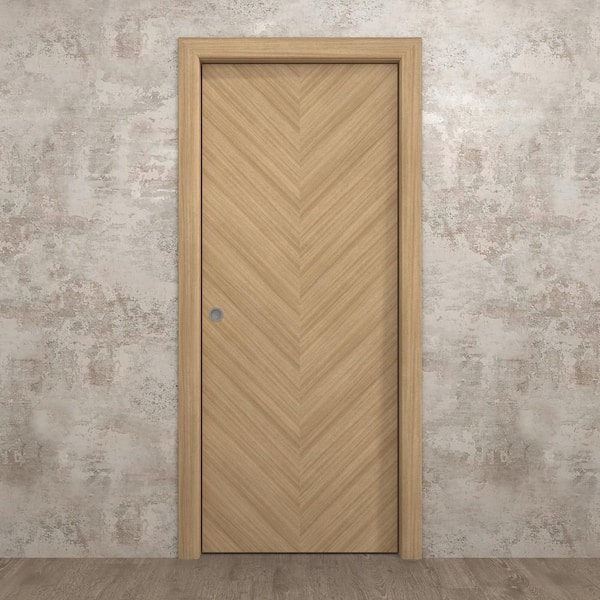36 in. x 96 in. Natural Oak Solid Wood Pocket Door With Hardware