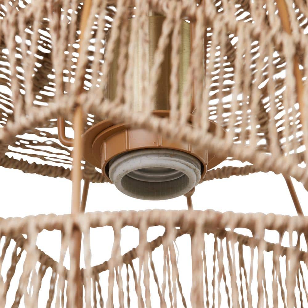 16" Bronze and Hemp LED Bowl Pendant Light