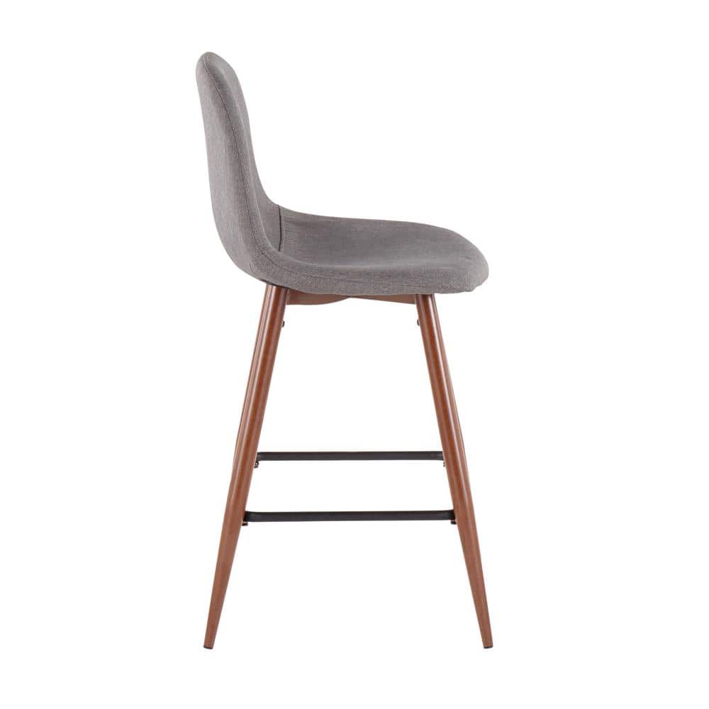 Walnut and Charcoal Swivel Counter Stool with Metal Frame