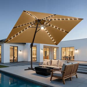 best cantilever patio umbrella with solar lights Choice Products 10ft LED Offset Hanging Outdoor Market w/ Adjustable Tilt The 8 ultra Pellebant 13 ft. x 10
