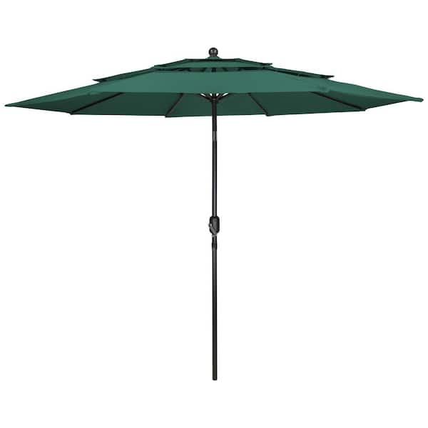 Northlight 9.75 ft. Outdoor Patio Market Umbrella with Hand Crank and Tilt Green