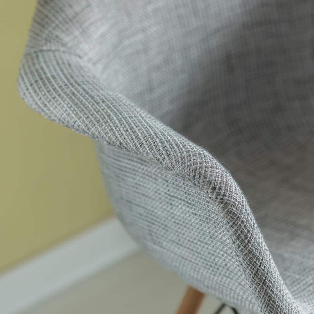 Gray Fabric Armchair with Beech Wood Legs, Set of 2
