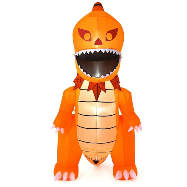 Gymax 8 ft. Inflatable Pumpkin. Dinosaur Halloween Decoration with ...