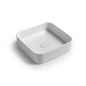 Mood BL 40.40 Ceramic Square Vessel Sink in Glossy White