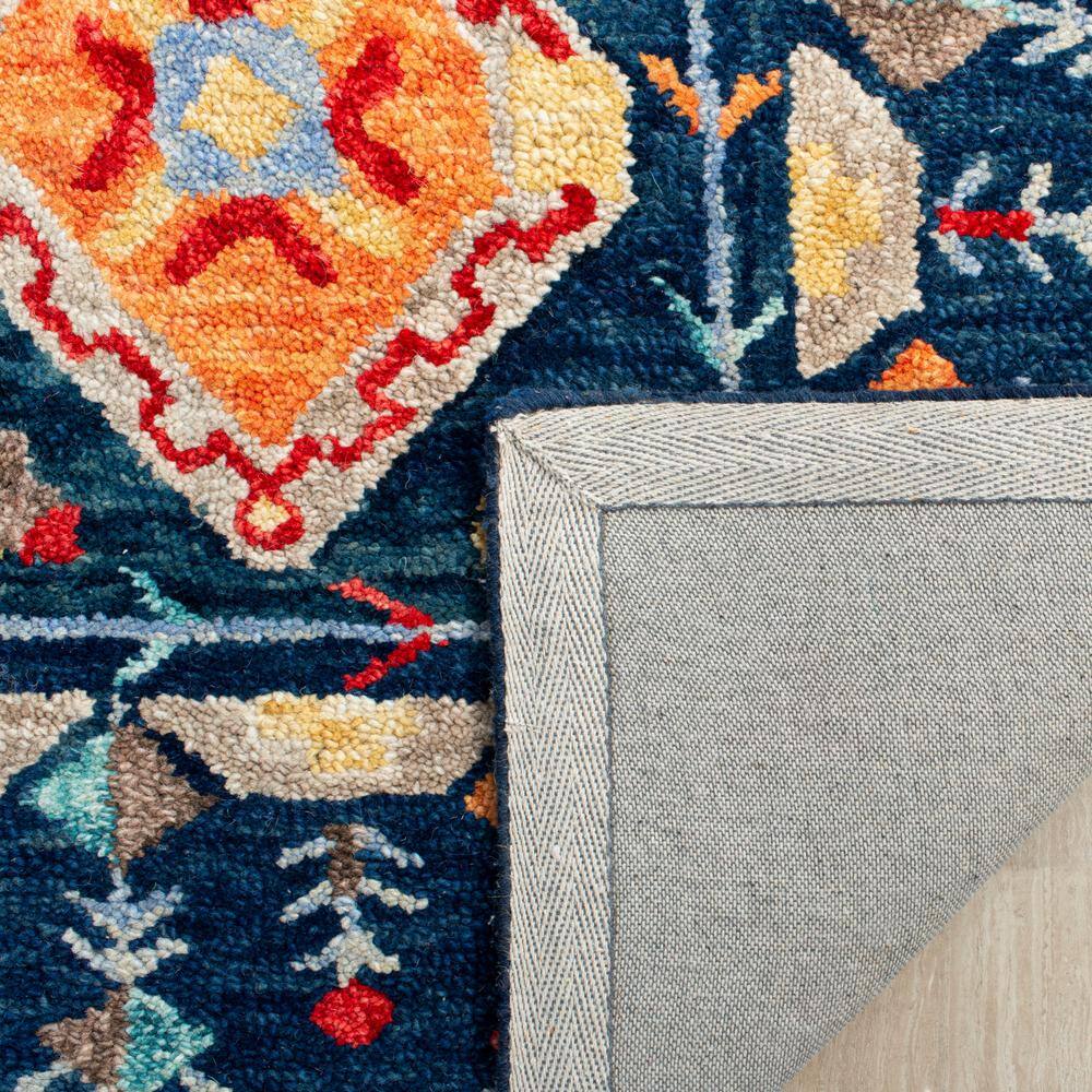 Handmade Tufted Wool Geometric Rectangular Rug 10' x 14' - Blue
