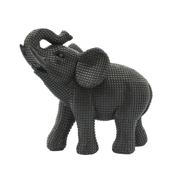 Liv & Skye Black 7 in. x 7 in. Resin Elephant Table Accent Figurine