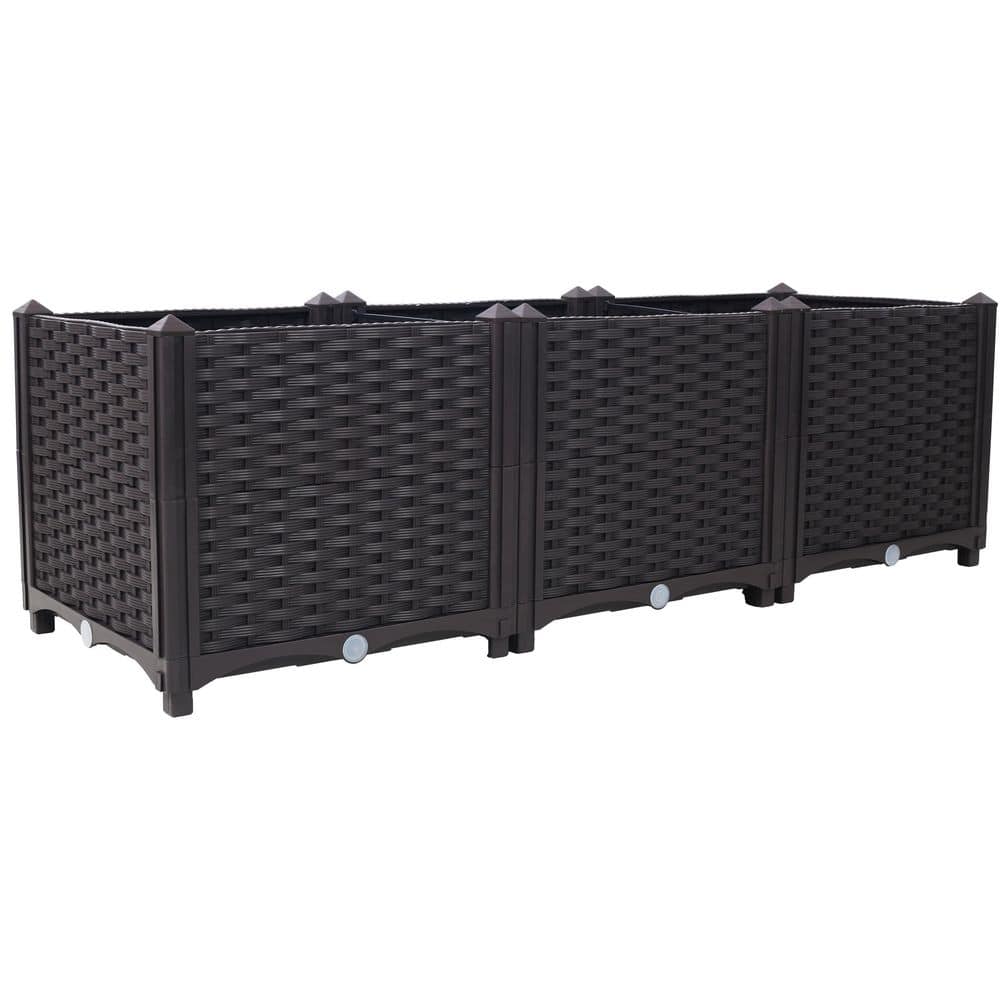 47.2 in. x 15 in. x 14 in. Brown PET Raised Garden Bed, Self-Watering Planter Box for Vegetables Flowers and Herbs price history on PriceWatchPro