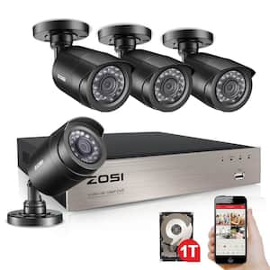 8-Channel 1080p DVR 1TB Hard Drive Security Camera System with 4 Wired Cameras