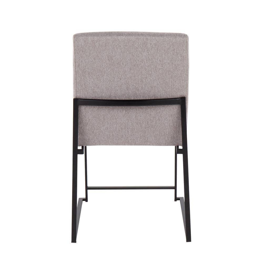 Fuji High Back Upholstered Dining Chair in Light Grey and Black Steel