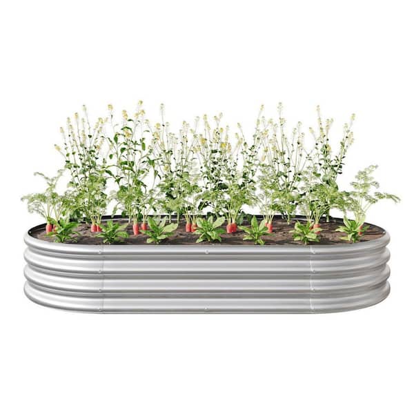 46.65 in. L x 24.6 in. W x 12 in. H Silver Metal Raised Garden Bed, Galvanized Planter Raised Garden Bed for Outdoor