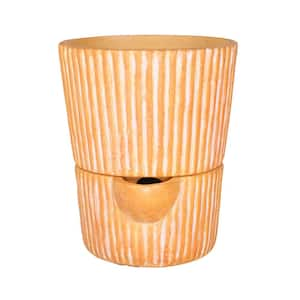 6 in. Dia x 7 in. H Flutted Tapered Composite Self Watering Pot in Terracotta