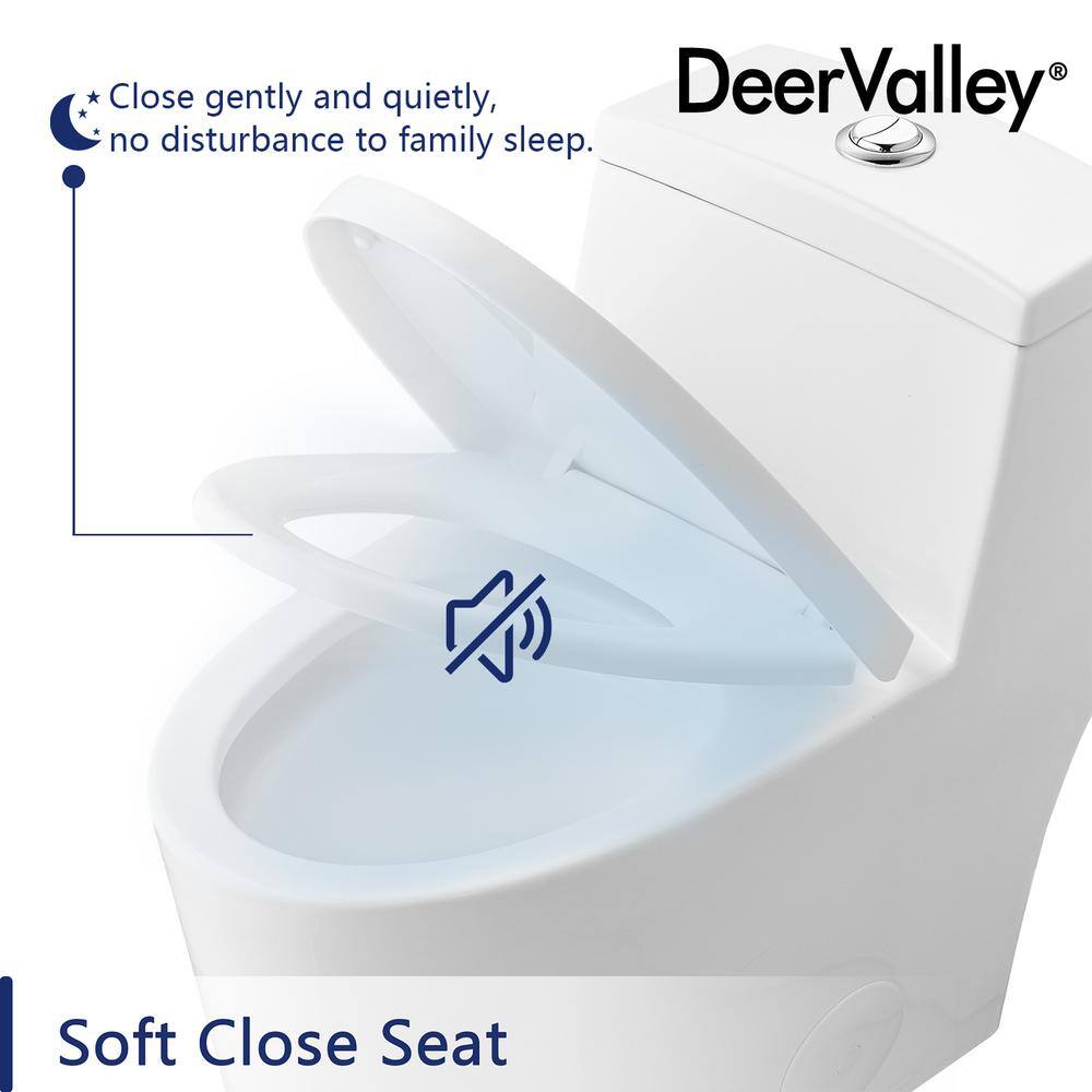 White Elongated Dual-Flush One-Piece Toilet with Silver Button