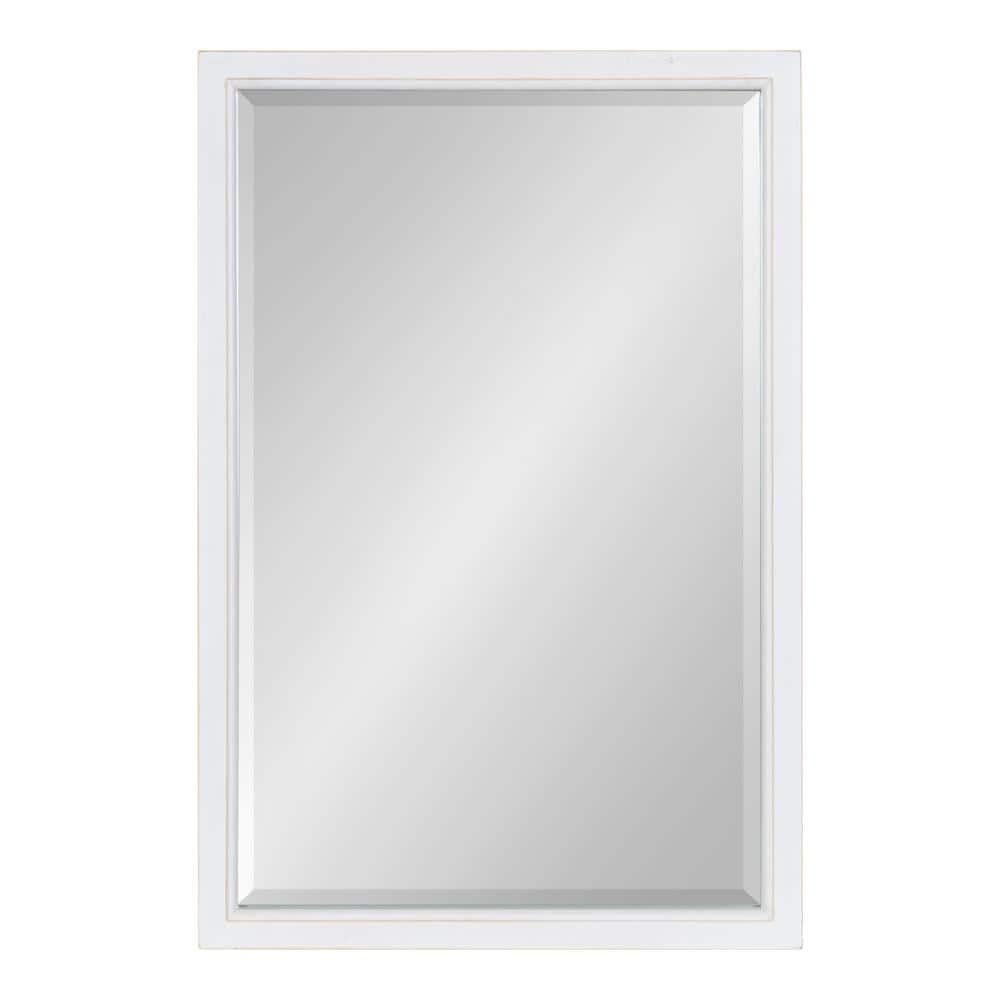 Rustic White Solid Wood Rectangular Bathroom Vanity Mirror 20"x30"