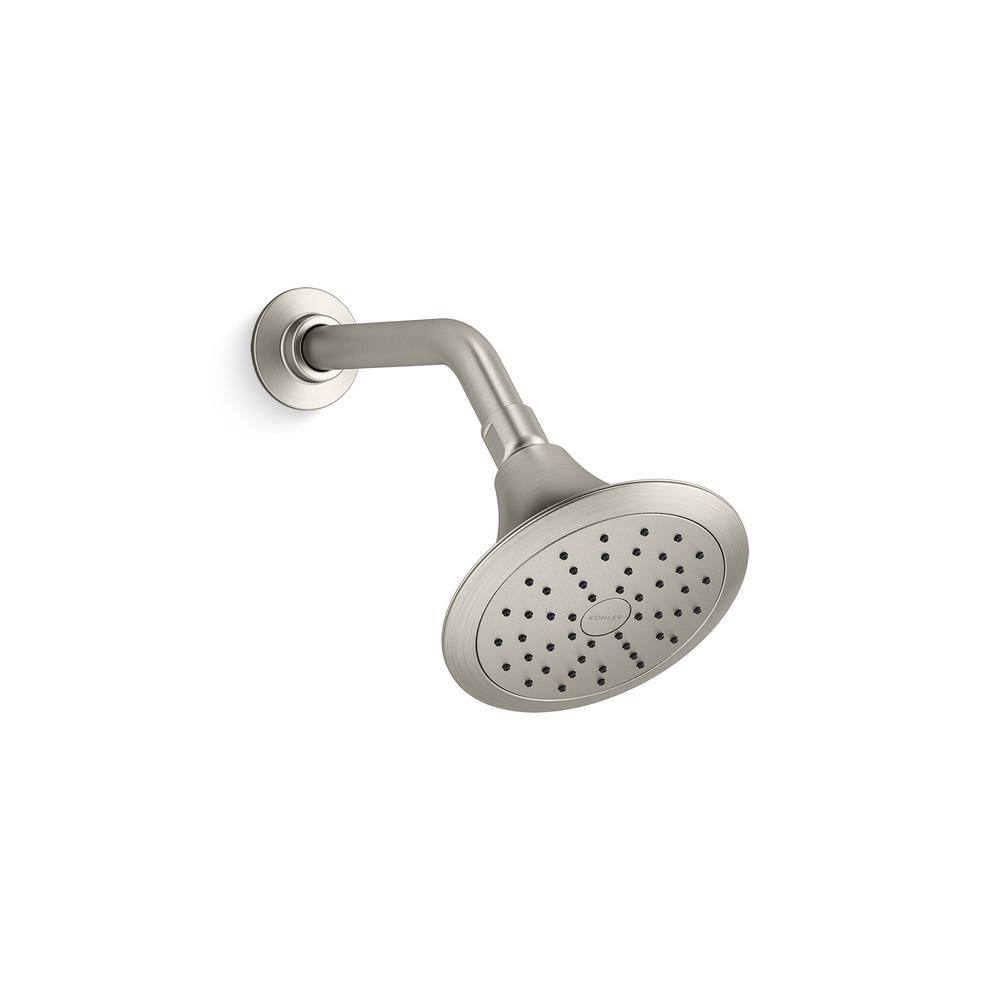 Kohler Forte 1 Spray 5 5 In Single Wall Mount Fixed Shower Head In Vibrant Brushed Nickel R102 G Bn The Home Depot