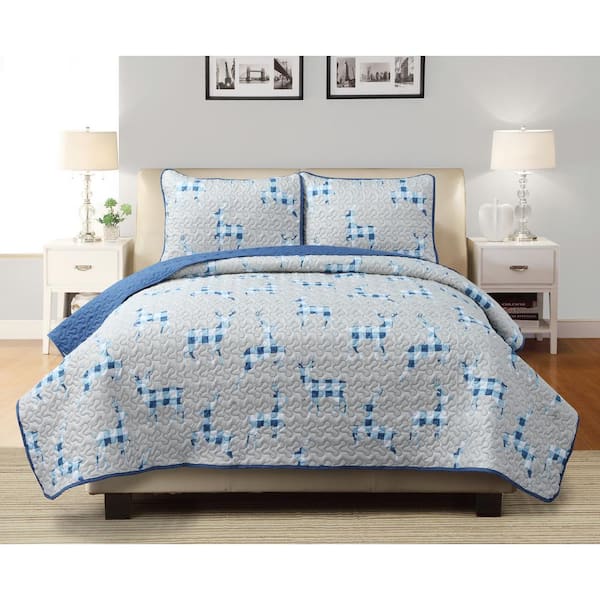 Harper Lane Claus 2-Piece Gray Microfiber Twin Quilt Set