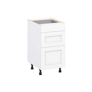Milton 18 in. W x 24 in. D x 34.5 in. H Assembled Shaker Drawer Base Kitchen Cabinet in Bright White with 3 Drawers