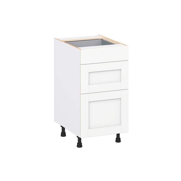 J COLLECTION Milton 18 in. W x 24 in. D x 34.5 in. H Assembled Shaker Drawer Base Kitchen Cabinet in Bright White with 3 Drawers