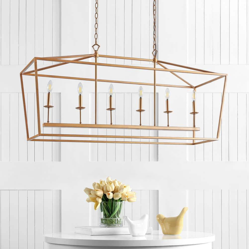 Pagoda 49" Antique Gold Lantern LED Pendant with Adjustable Chain