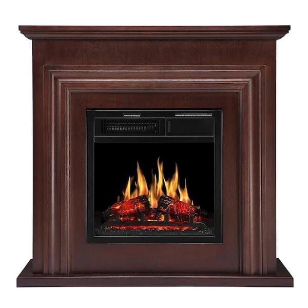 36 in. Freestanding Wooden Electric Fireplace in Brown