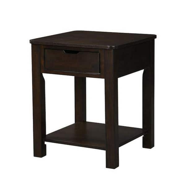 Benjara 20 in. Brown Square Wood Top End Table