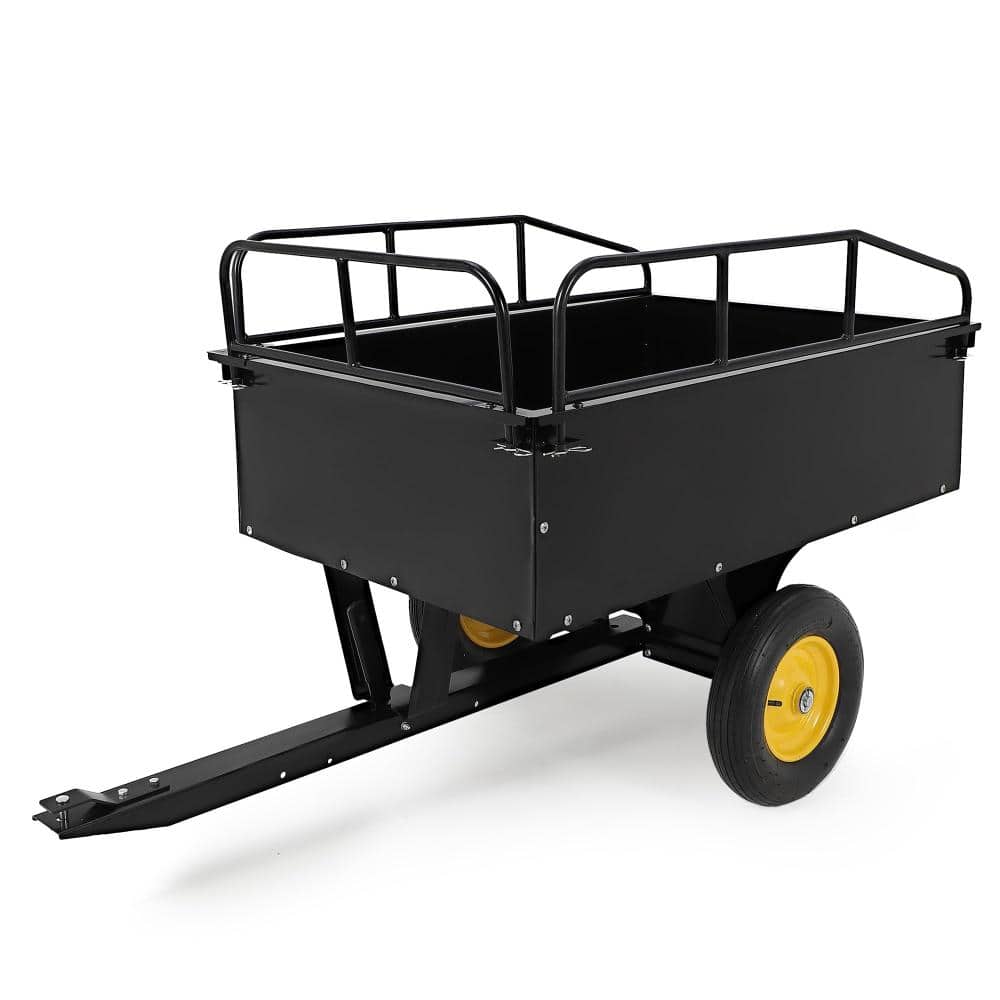 15 cu. ft. 750 lb. Tow-Behind Steel Dump Cart with Removable Sides for Lawn Tractors and ATVs, Black/Yellow price history on PriceWatchPro