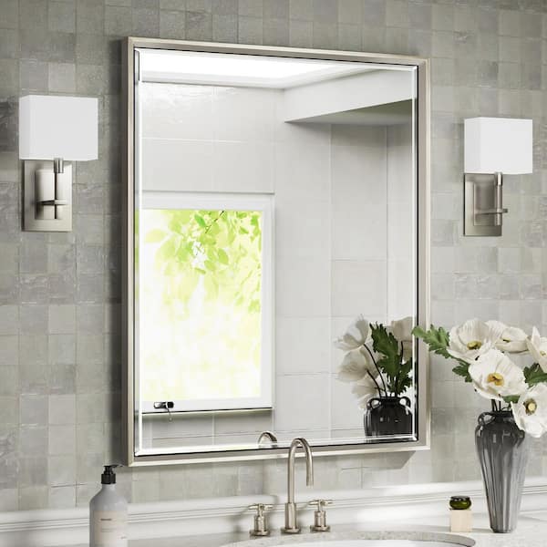 30 in. W x 36 in. H Spectrum Metal Framed Wall Mirror in Brush Nickel 30 in. W x 36 in. H Spectrum Metal Framed Wall Mirror in Brush Nickel