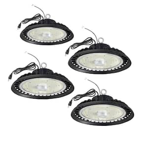 10in.300-Watt Equivalent Integrated LED Dimmable Black UFO High Bay Light,5000K 14000LM Commercial Bay Lighting 4 Pack