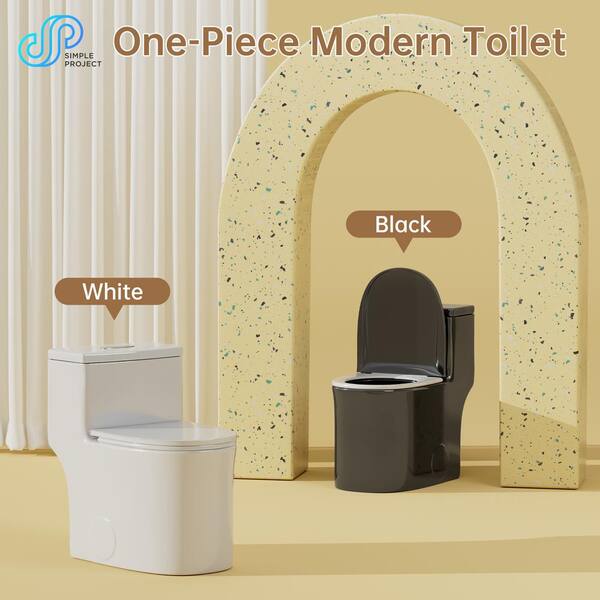 Simple Project One-Piece 0.8/1.28 GPF Dual Flush, Elongated Toilet, in  Gloss White, Seat Included HD-US-OT-2-03 - The Home Depot