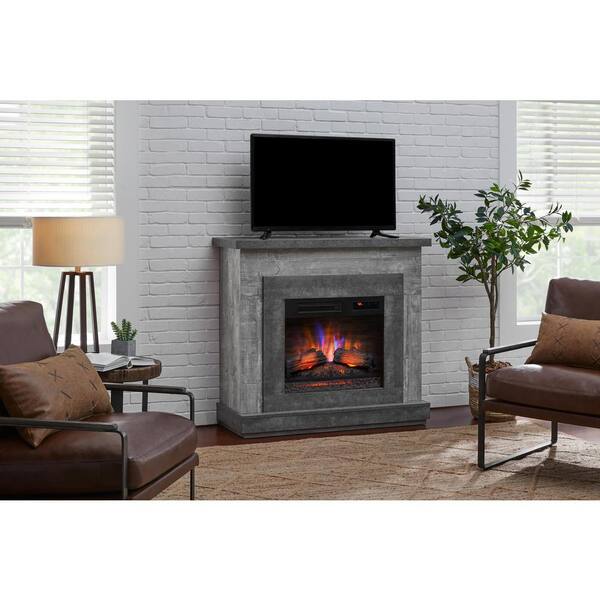 StyleWell Wildercliff 45 in. W Electric Fireplace Wall Mantel in Driftwood  148998 - The Home Depot