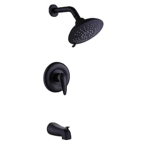 Single Handle 5-Spray Wall Mount Tub and Shower Faucet 1.8 GPM in. Matte Black Pressure Balavce Valve Included