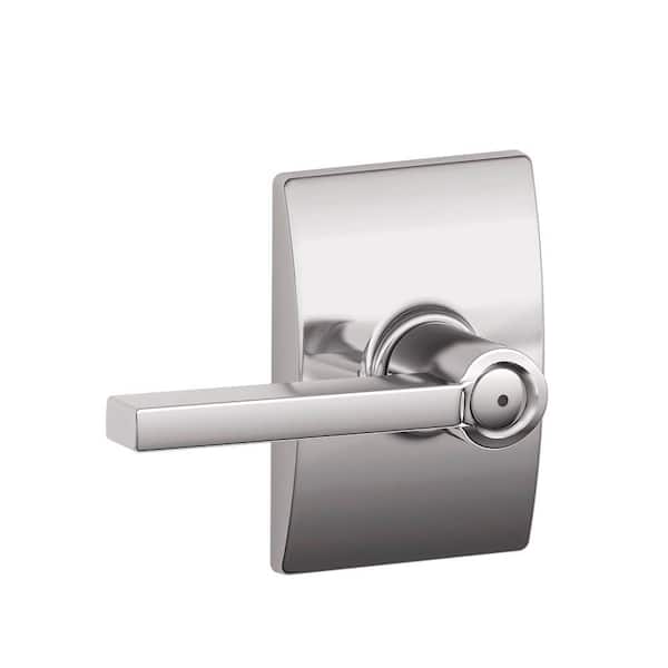 Schlage Latitude Bright Chrome Privacy Bed/Bath Door Lever with Century Trim