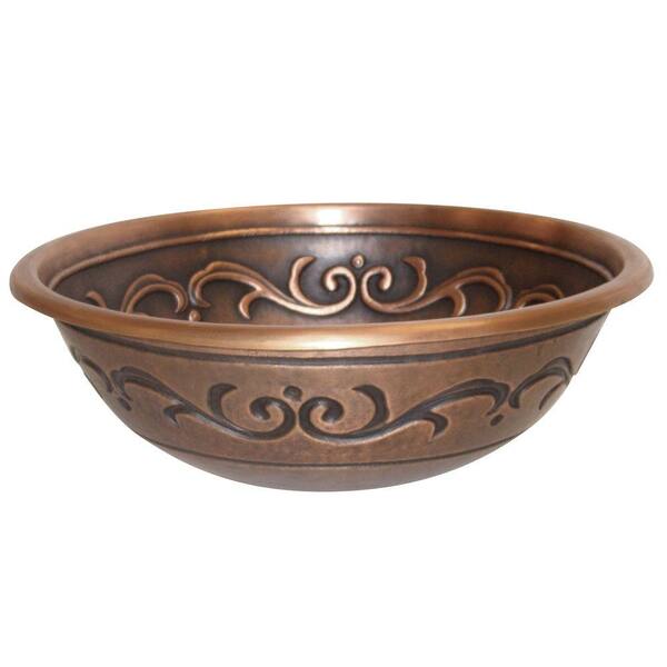 Yosemite Home Decor Self-Rimming Vine Design Bathroom Sink in Old Penny-DISCONTINUED