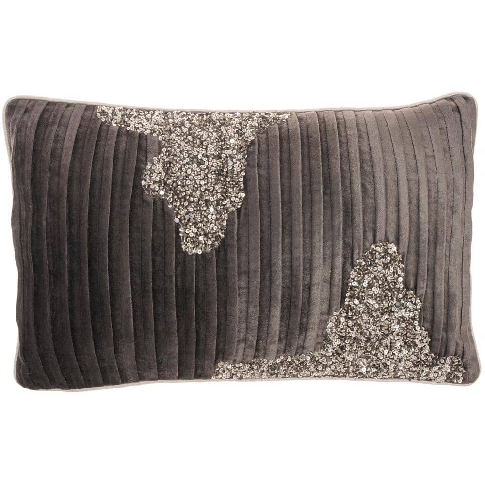 Sofia Charcoal Pewter Abstract 20 in. x 12 in. Rectangle Throw Pillow price history on PriceWatchPro