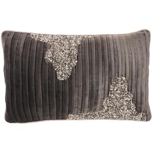 Sofia Charcoal Pewter Abstract 20 in. x 12 in. Rectangle Throw Pillow