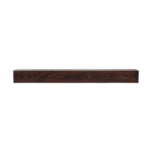Fireplace Mantel, 60 in. x 8 in. x 6 in. Decorative Wall Shelf, Wall Mounted Floating Farmhouse Shelf, Rustic Brown