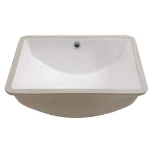 7.5 in. Undermount Rectangular Bathroom Sink in White with Overflow