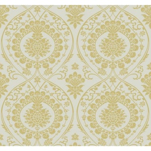 60.75 sq ft Off White Imperial Damask Non-Pasted Wallpaper