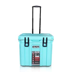37 Qt. Aqua Blue Insulated Ice Chest Cooler w/Telescoping Tote, Wheel and Bottle Opener