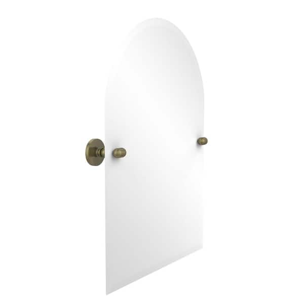 Allied Brass Tango Collection 21 in. x 29 in. Frameless Arched Top Single Tilt Mirror with Beveled Edge in Antique Brass