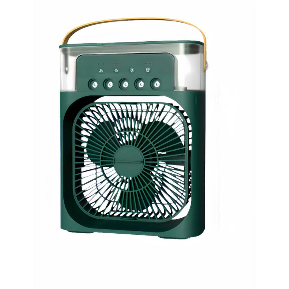 6 in. 3 Fan Speeds Portable Air Conditioner Fan Desk Fan in Green with 7 Co