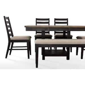 Harington 6-Piece Brown Wood Top Dining Set with Bench Seats 5