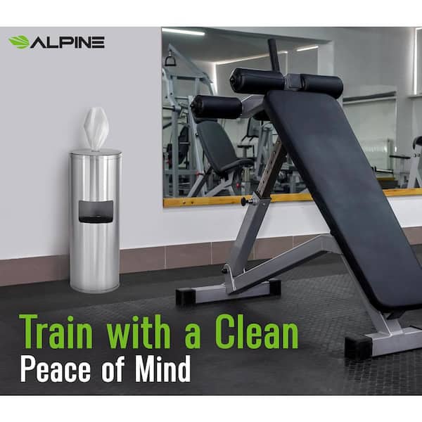 7 Gal. Stainless Steel Built-in Gym Vented Commercial Indoor Trash Can with Disinfecting Wet Wipes Dispenser