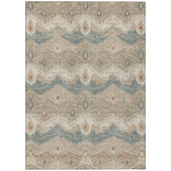 Chantille Machine Washable Indoor/Outdoor Abstract ACN3074 Putty 5 ft. x 7 ft. 6 in. Area Rug