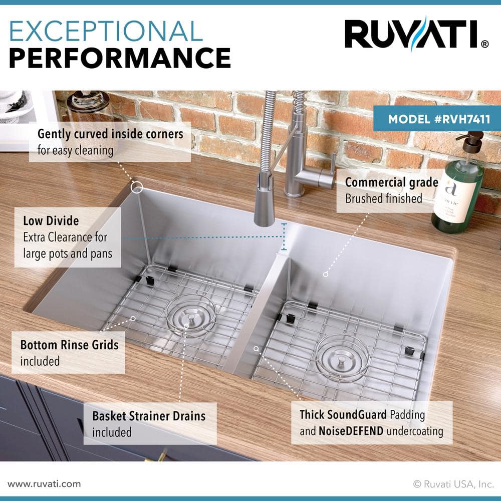 32-inch Stainless Steel Double Bowl Drop-in Kitchen Sink