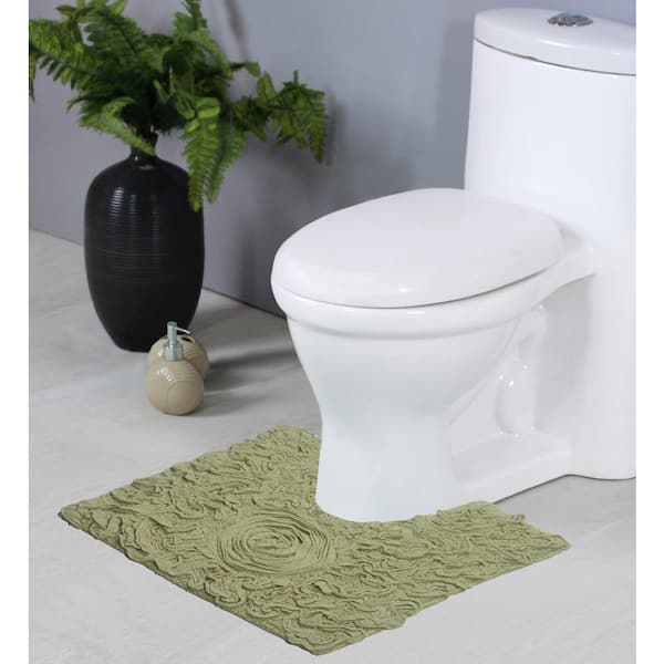 HOME WEAVERS INC Bell Flower Collection 100% Cotton Tufted Bath Rugs, 20 in. x20 in. Contour, Green