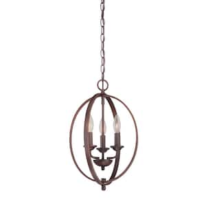 3-Light Rubbed Bronze Candle Pendant