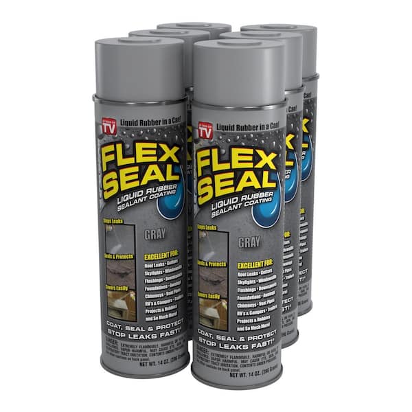 FLEX SEAL FAMILY OF PRODUCTS Flex Seal Gray 14 oz. Aerosol Liquid Rubber Sealant Coating (6-Pack)