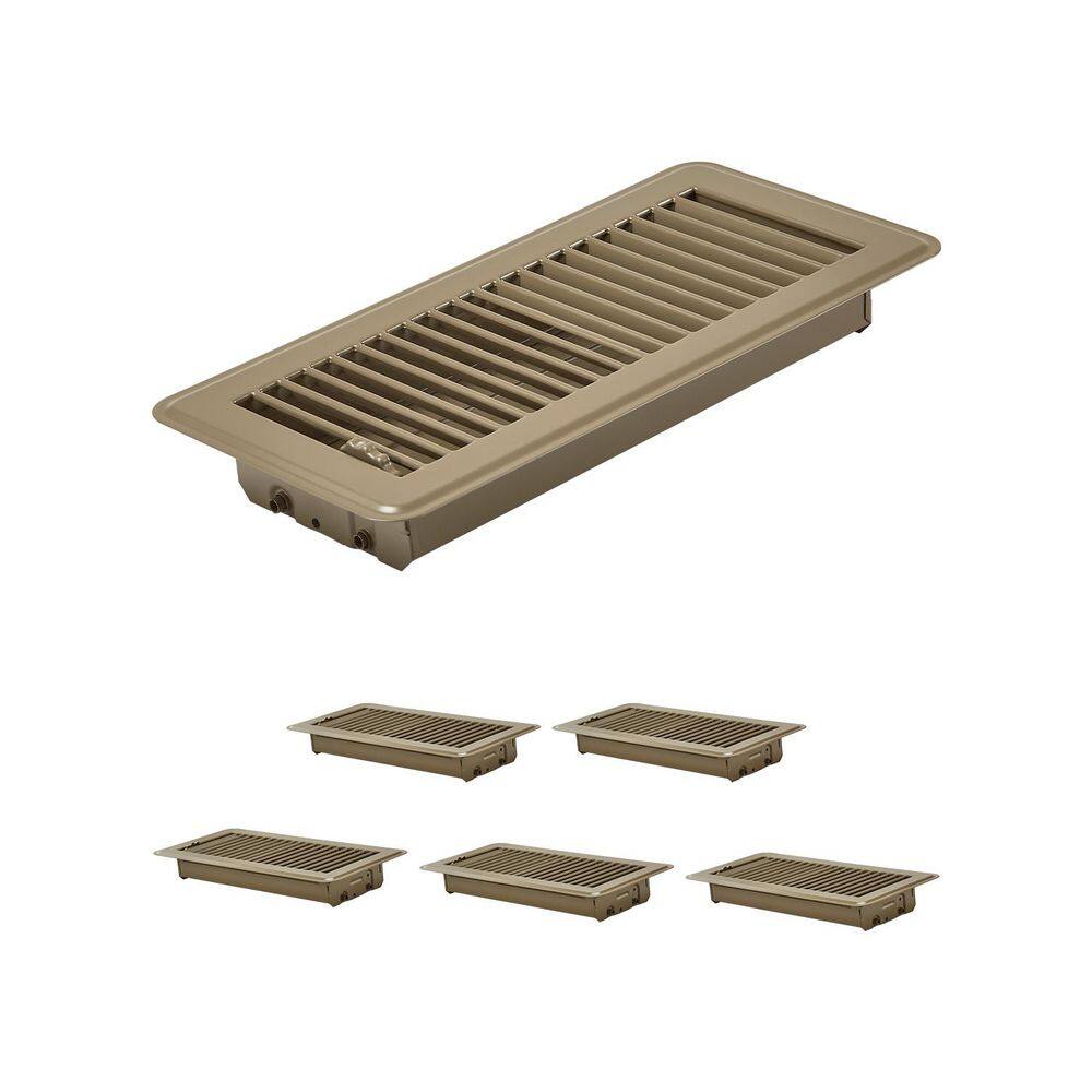 4x10 Floor Register 6-Pack - Brown Steel Walkable Vent Covers For Home