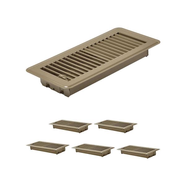 VEVOR 4 x 10 in. Floor Registers, 6-Pack Vent Grilles, HVAC Heavy-Duty Walkable Iron Floor Vents, Easily Adjustable Rust-Proof