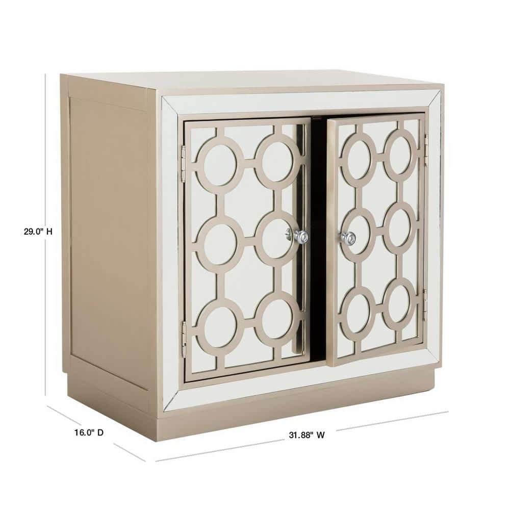 Gray Mirrored Glam Art Deco Accent Cabinet